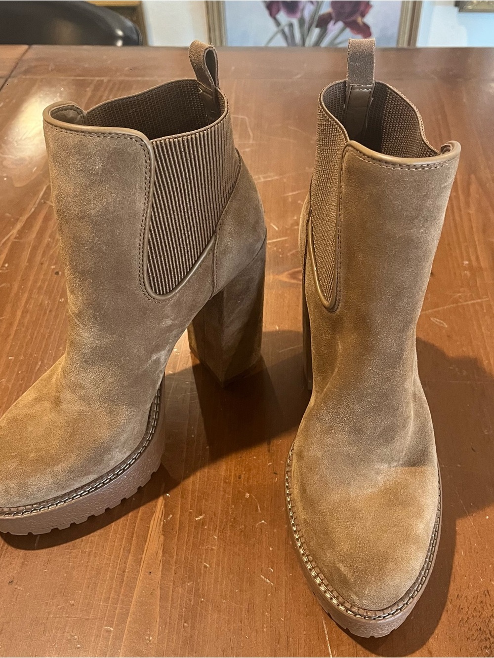 Gianni Bini RAATNA Suede Platform Ankle Boots - Brown
